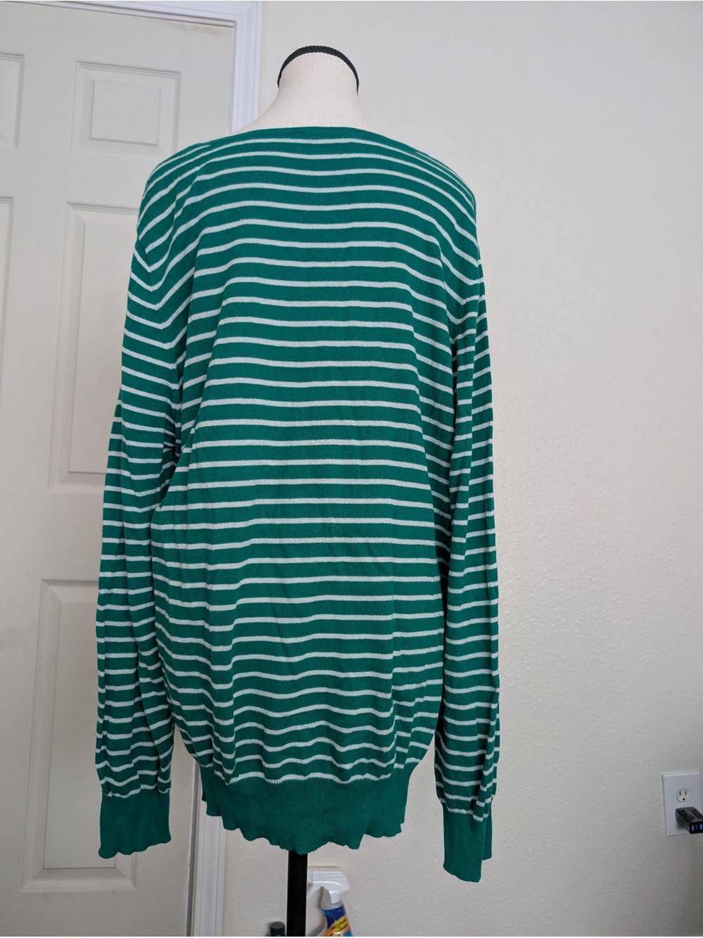 Forever 21 Green and White Striped Knit Top